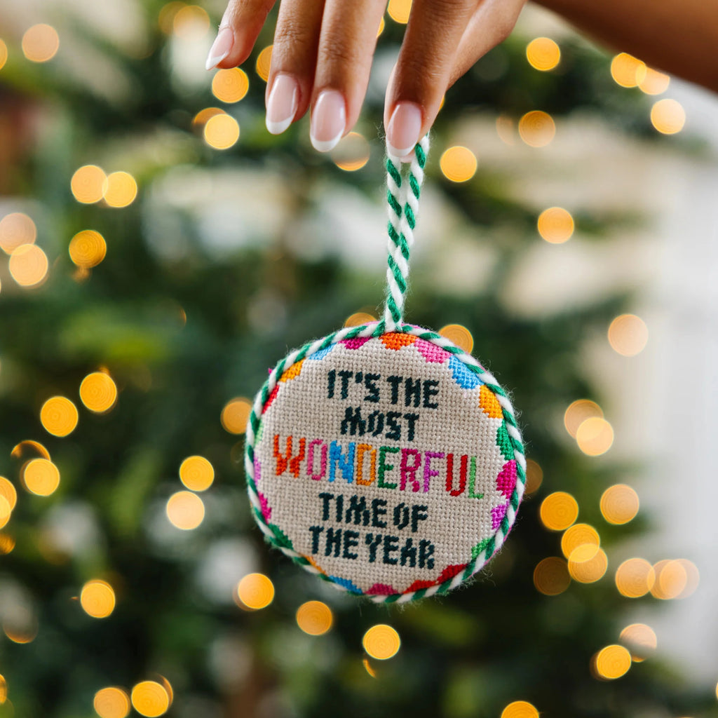 Wonderful Time Needlepoint Ornament