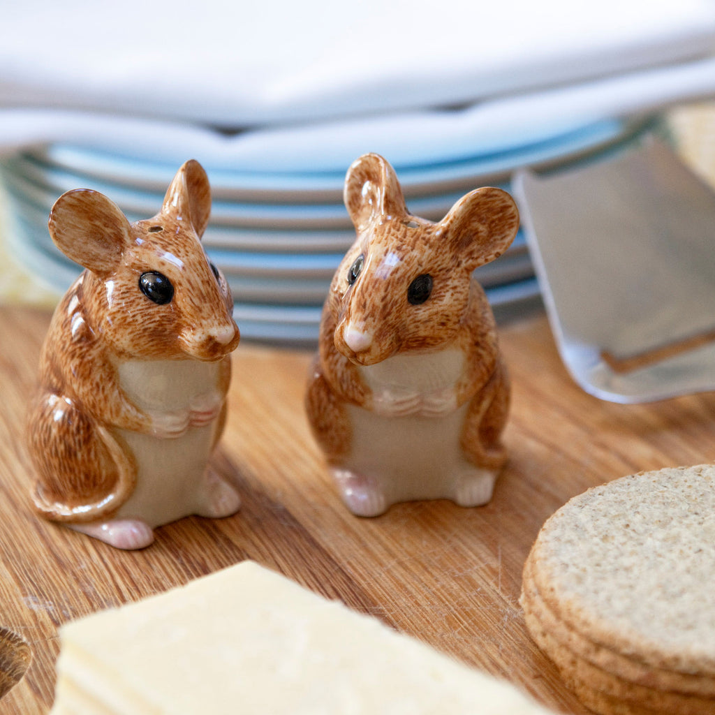 Wood Mouse Salt and Pepper Shakers