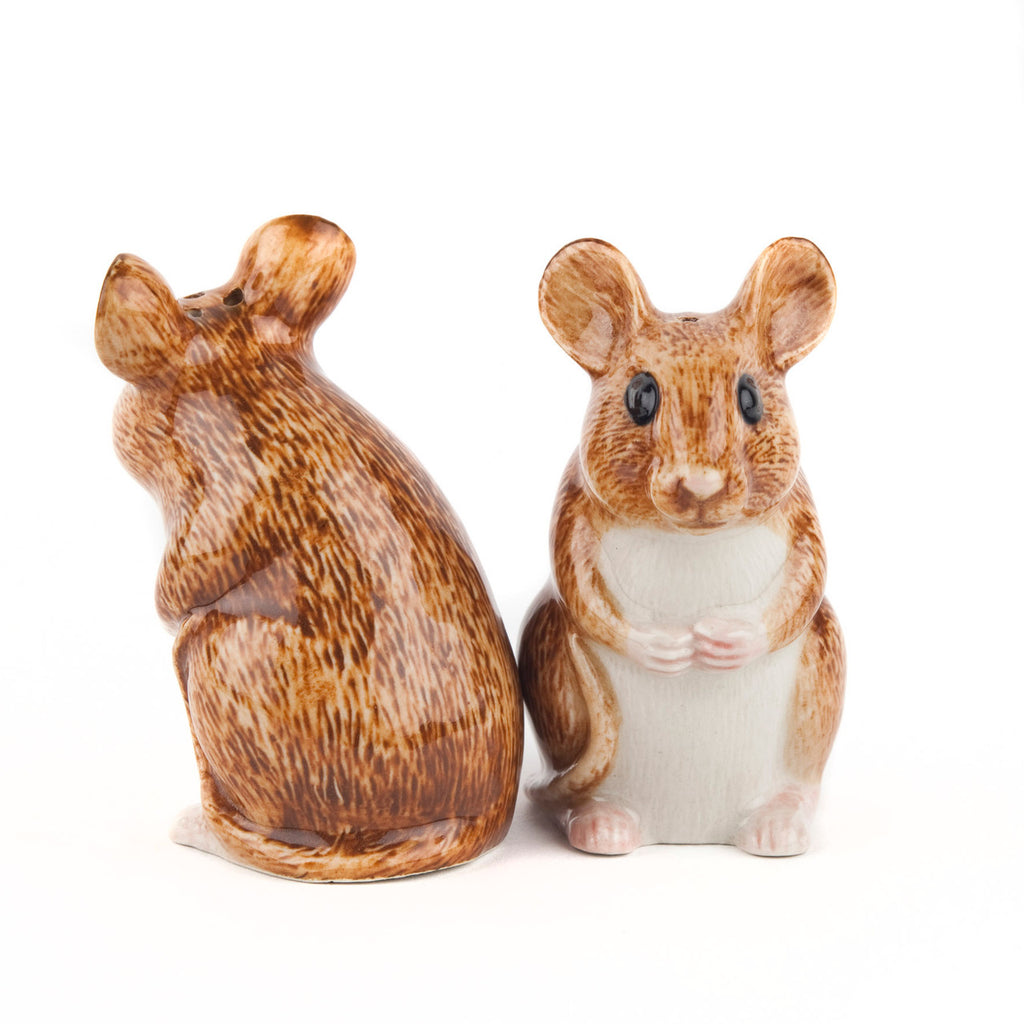 Wood Mouse Salt and Pepper Shakers