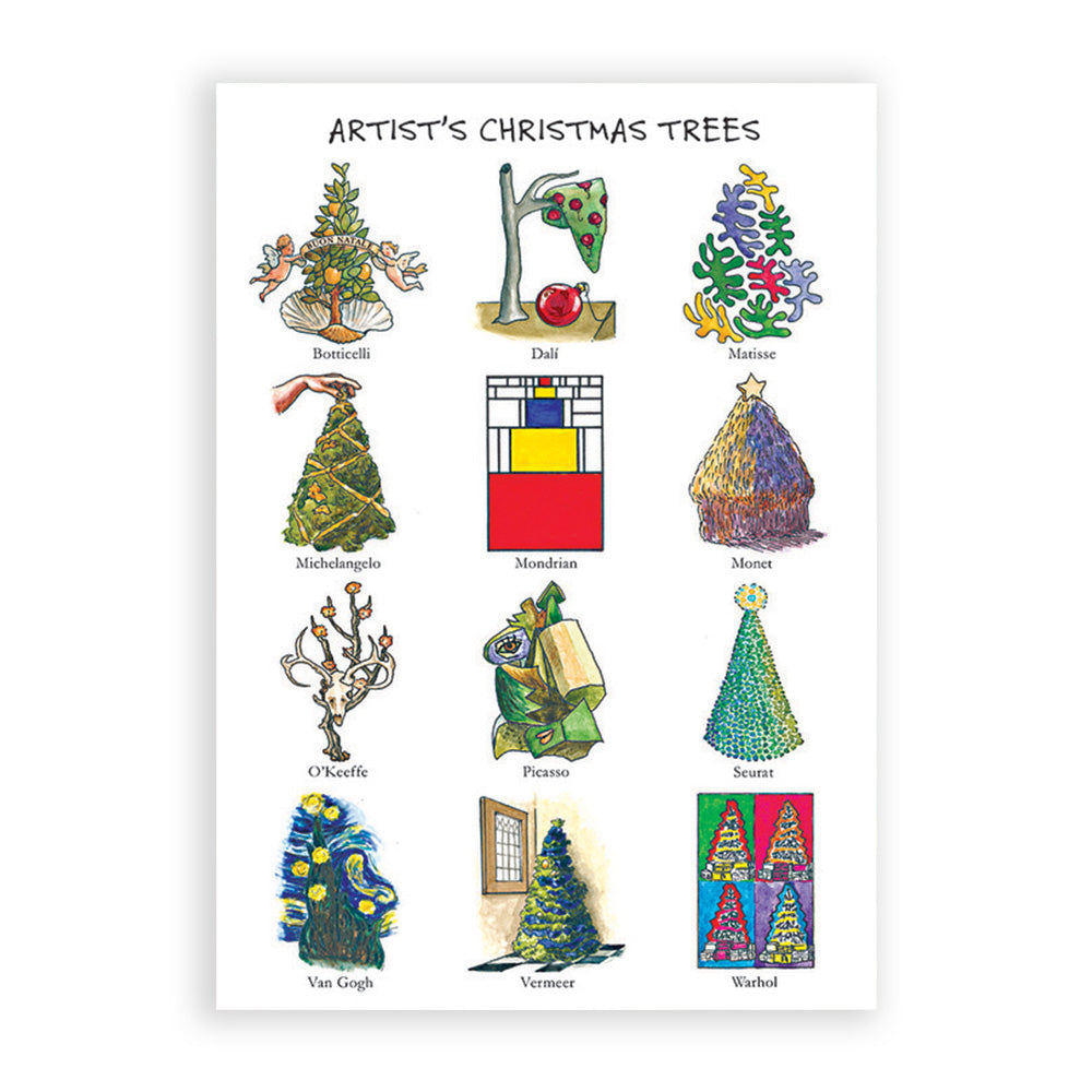 Artist's Christmas Trees Holiday Card Set