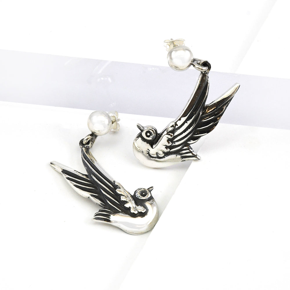 Silver Swallow Earrings