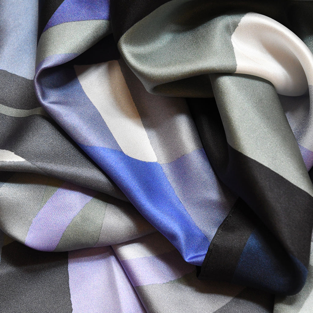 NYPL Blue Circles Silk Scarf