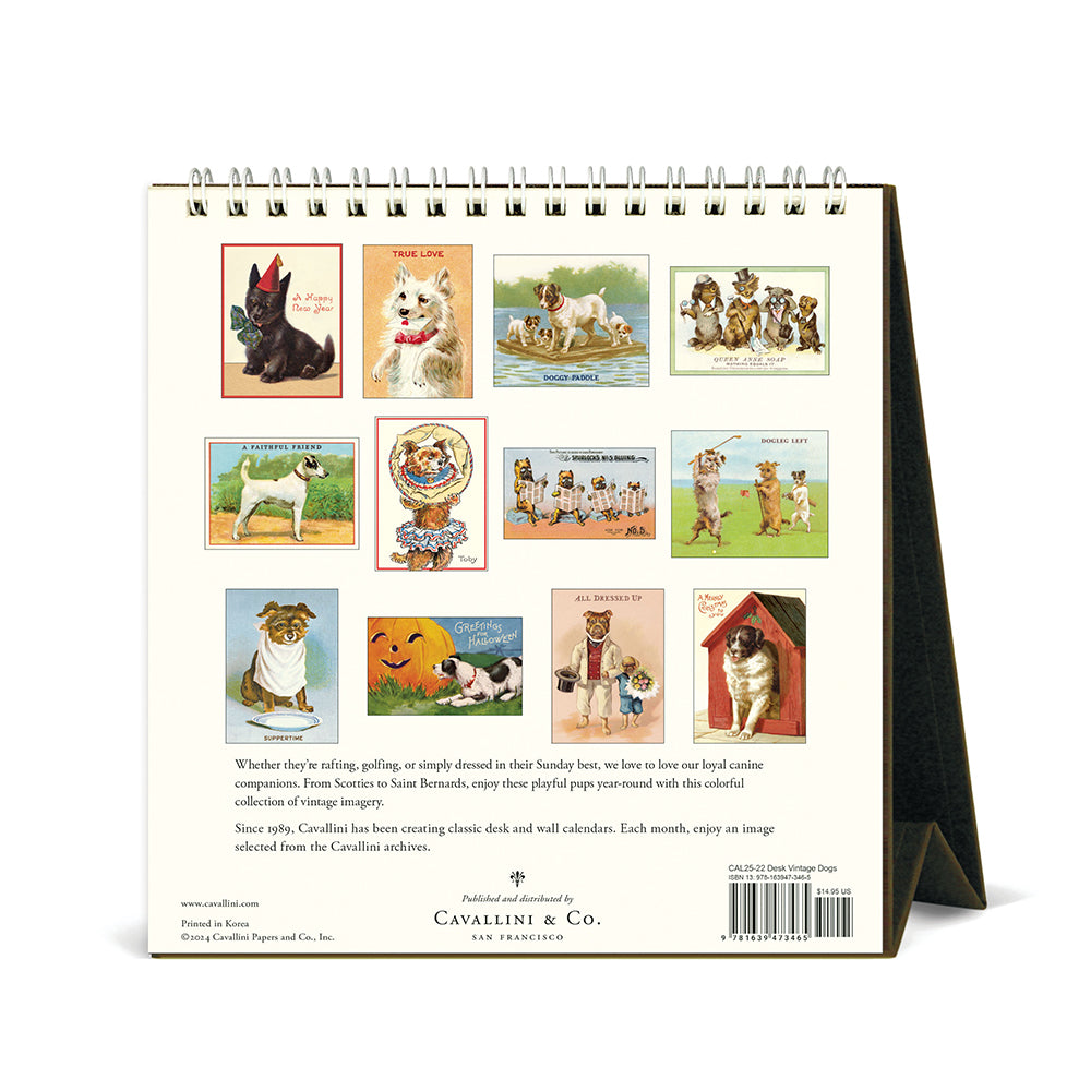 Vintage Dogs 2025 Desk Calendar