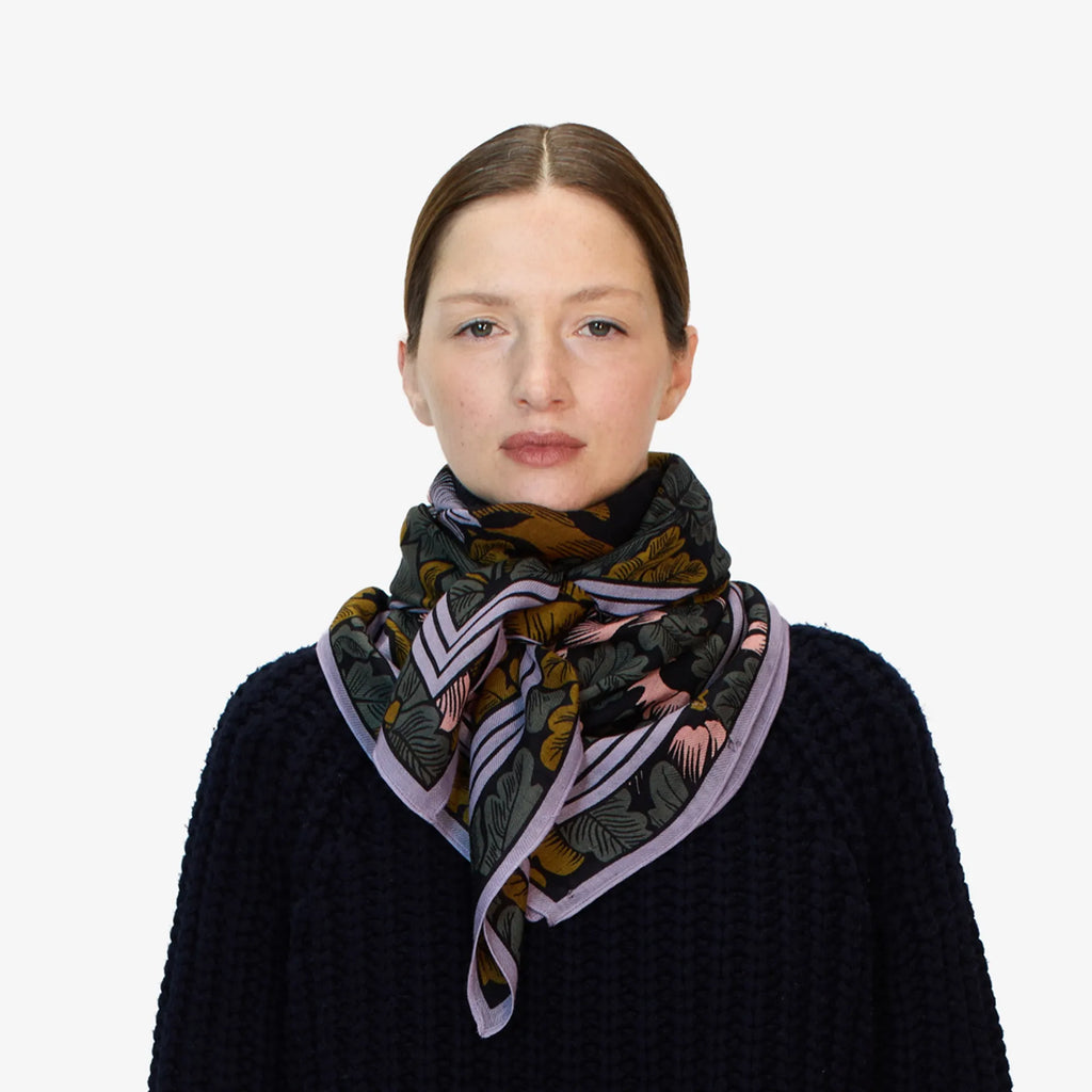 Golden Brown Panthere Wool Square Scarf