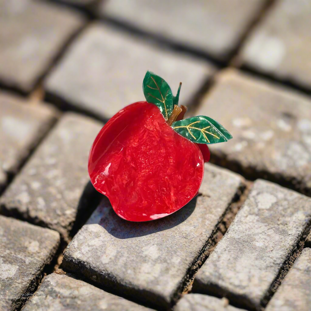 Hand-Painted Big Apple Claw Hair Clip