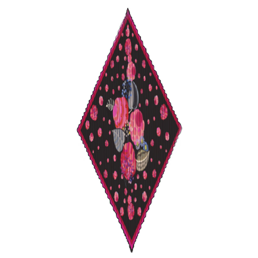 NYPL Fuchsia Roses Pleated Diamond Scarf