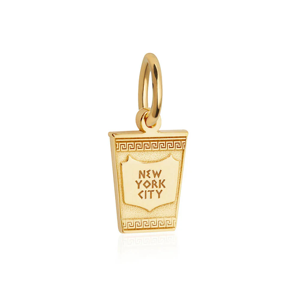 14K Solid Gold New York City Coffee Cup Charm