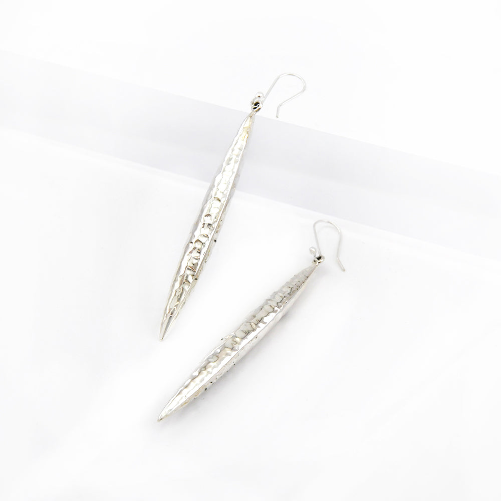 Silver Hammered Cone Shaped Earrings
