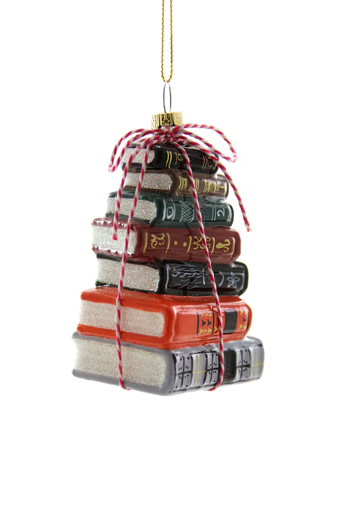 Glass Book Stack Ornament