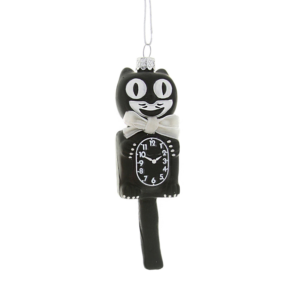 Black Retro Cat Clock Ornament