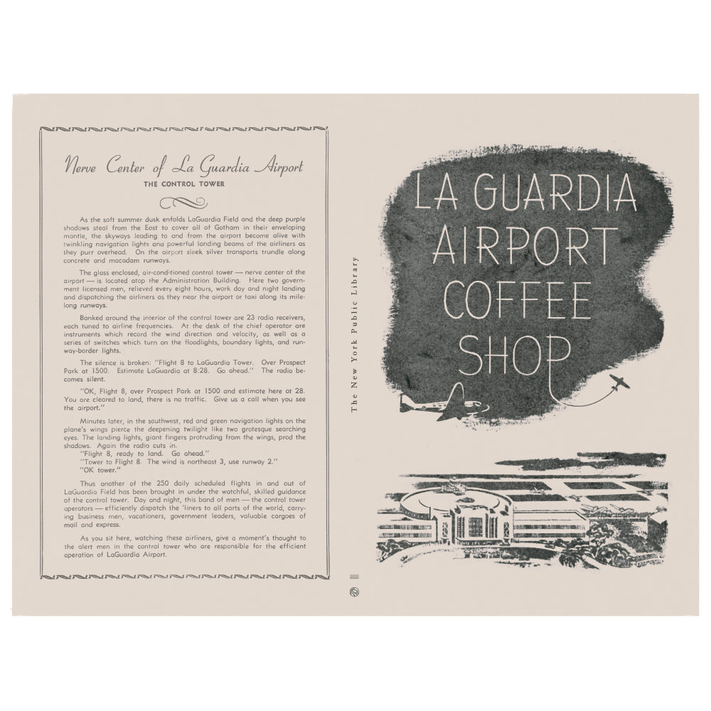 NYPL Vintage Menu Notebook: La Guardia Airport Coffee Shop