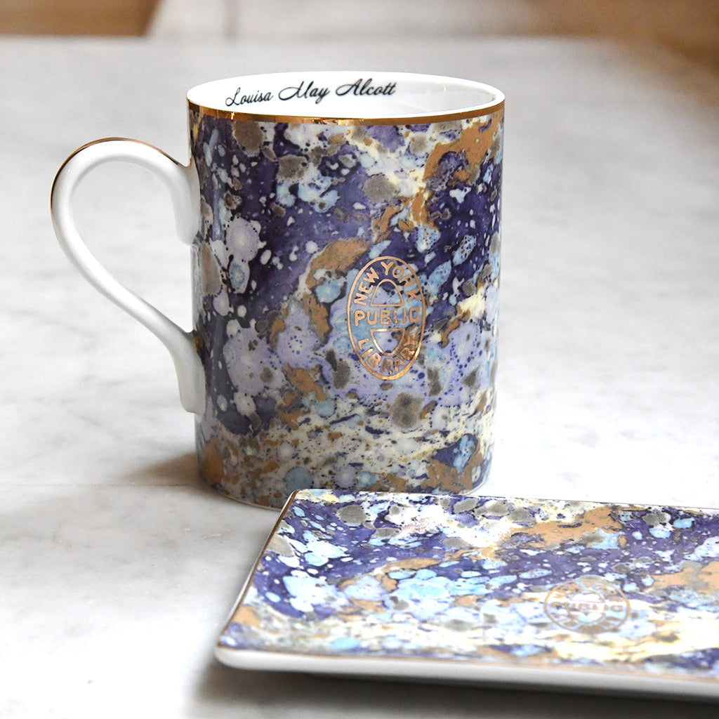 Marbleized NYPL Bookbinding Stamp Mug