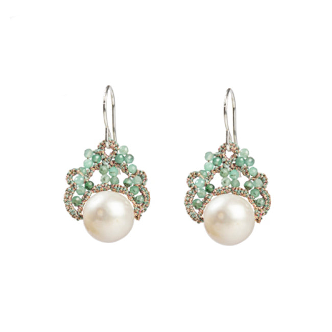 Lace Earrings: Moona Pearl & Esmerald