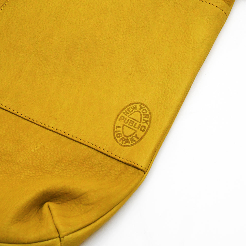 Leather NYPL Bookbinding Stamp Tote in Mustard