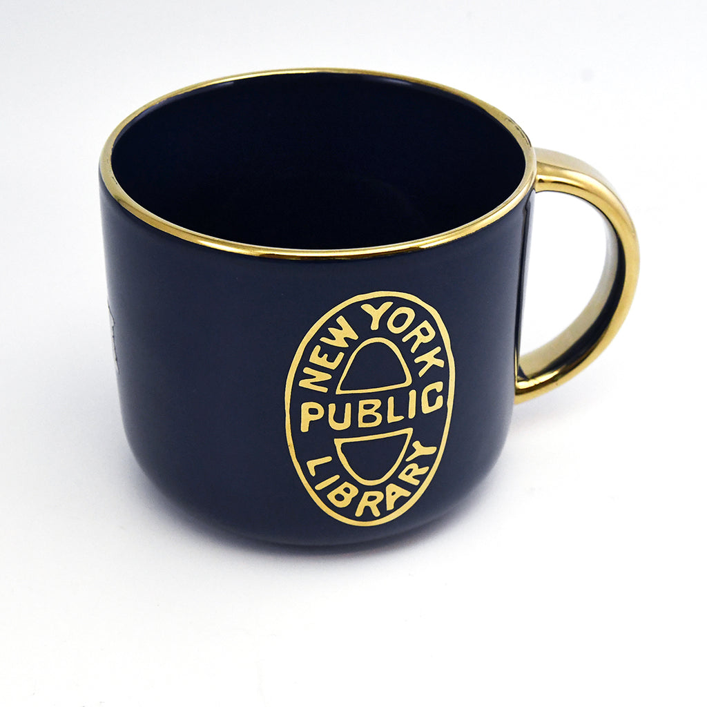 NYPL Navy Bookbinding Stamp Mug