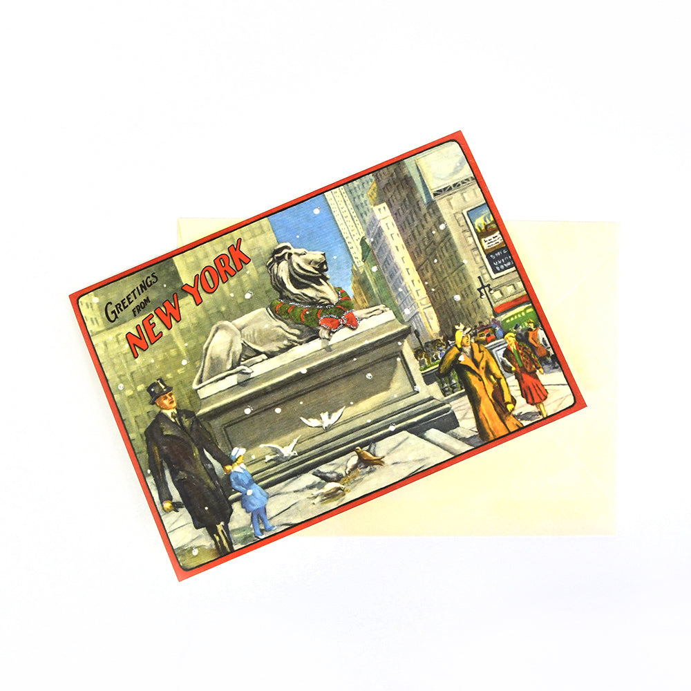 Vintage Library Postcard Holiday Card Set