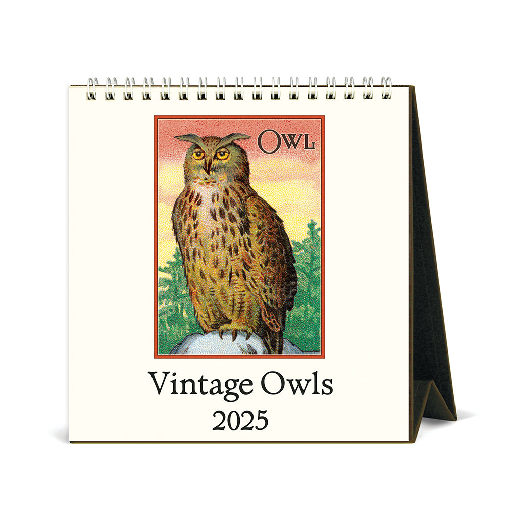 Vintage Owls 2025 Desk Calendar