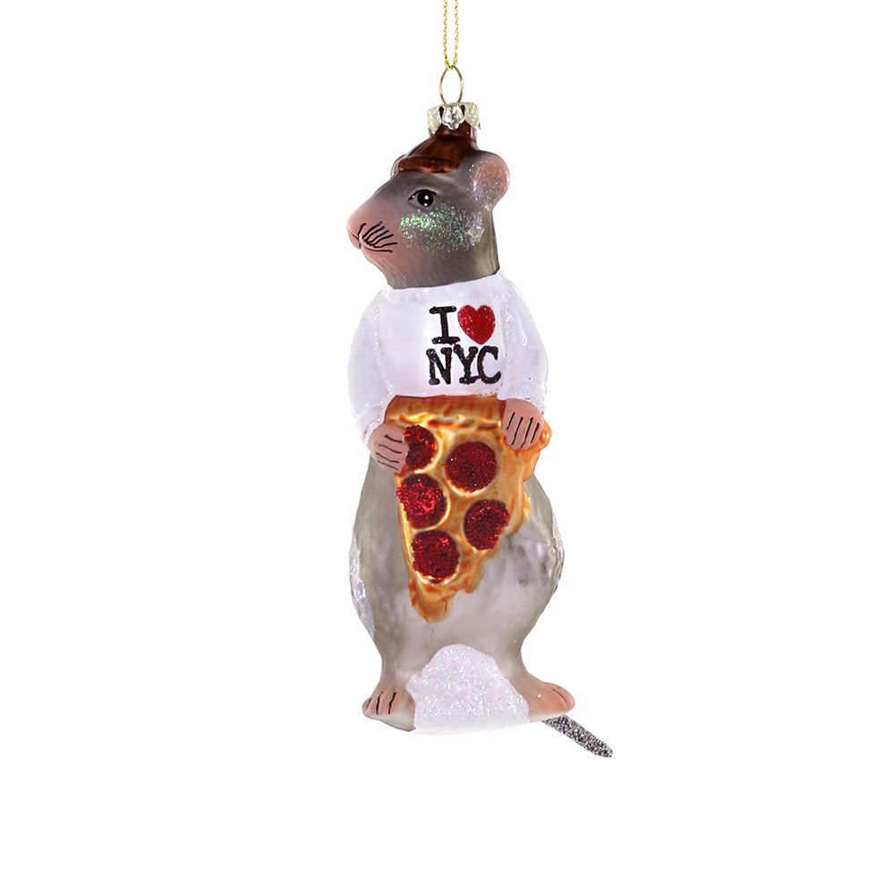 Pizza Rat Glass Ornament