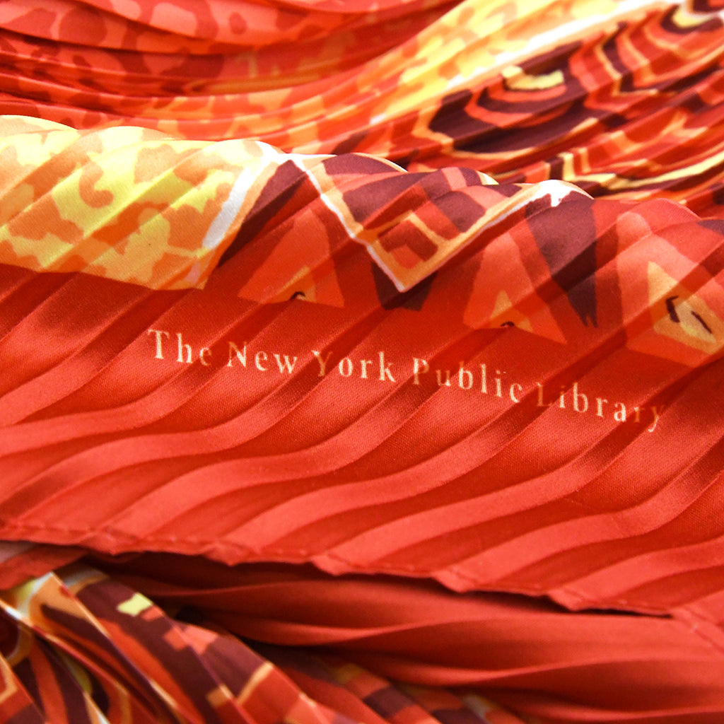 NYPL Multi Red Pleated Diamond Scarf