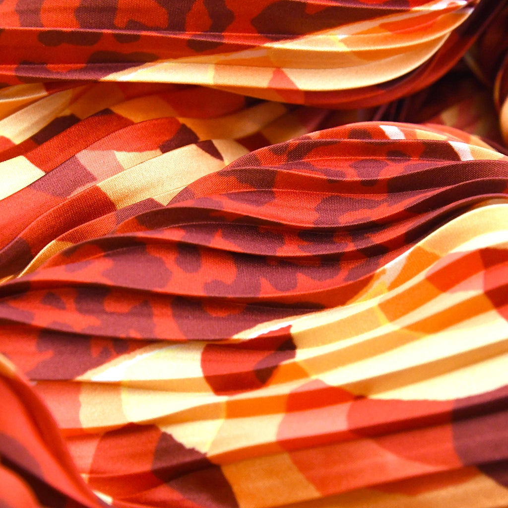 NYPL Multi Red Pleated Diamond Scarf