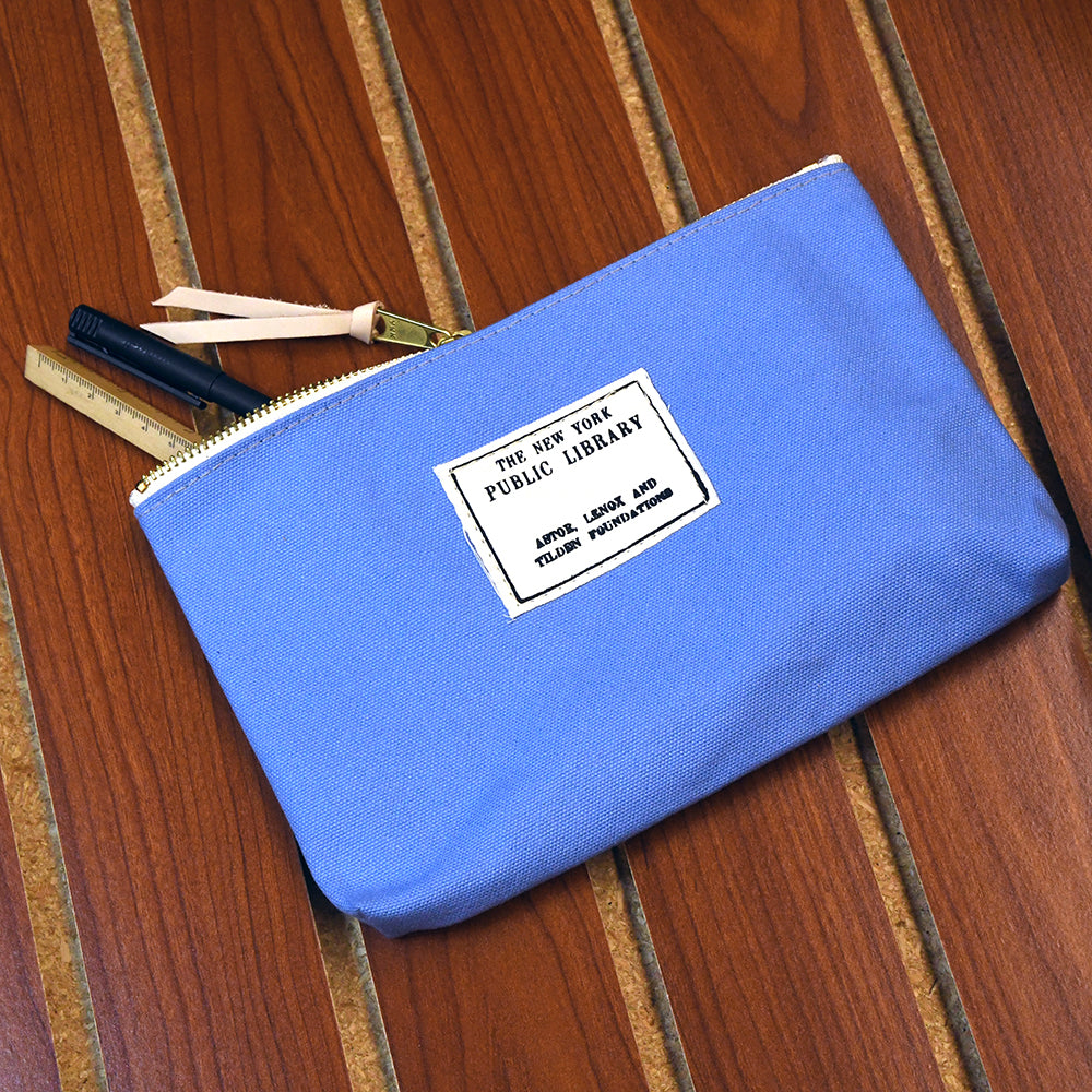 Sky Blue Vintage NYPL Stamp Pouch