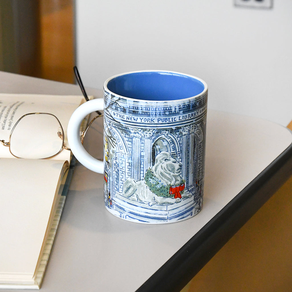 NYPL Michael Storrings Lion Holiday Mug