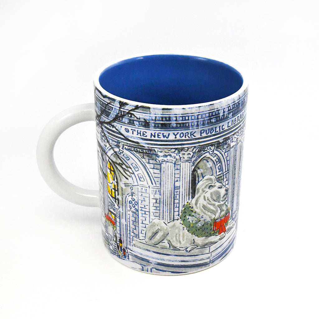 COMING SOON! NYPL Michael Storrings Lions During the Holiday Mug