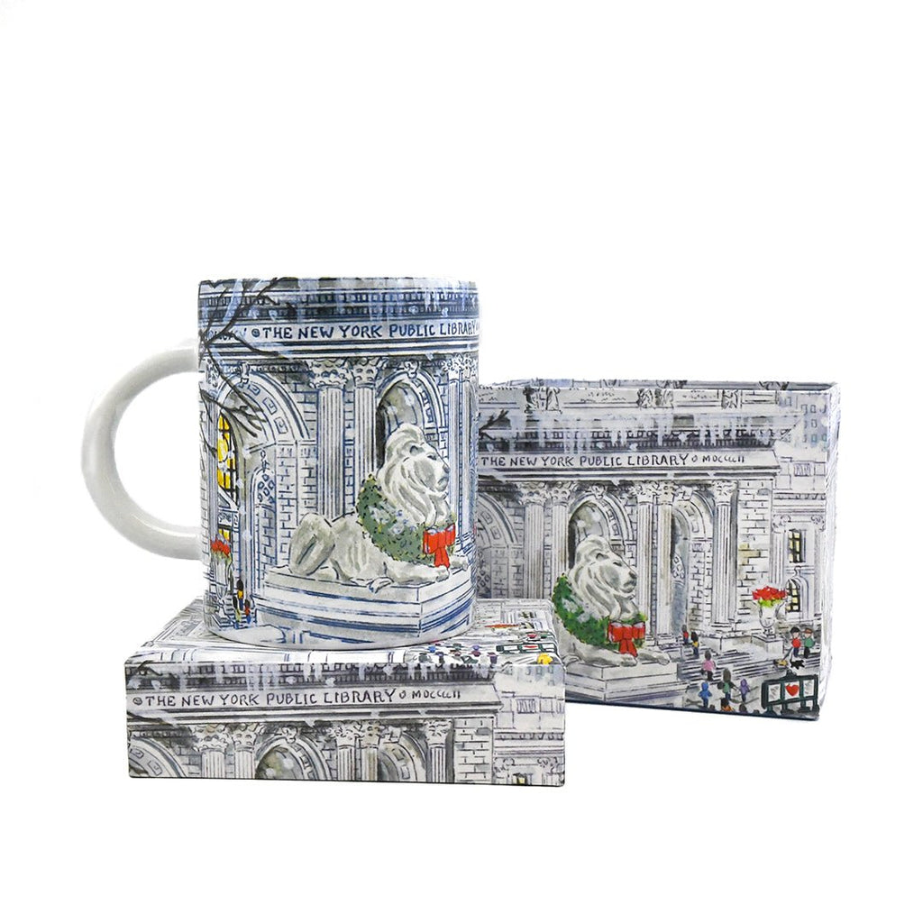 NYPL Michael Storrings Lion Holiday Mug