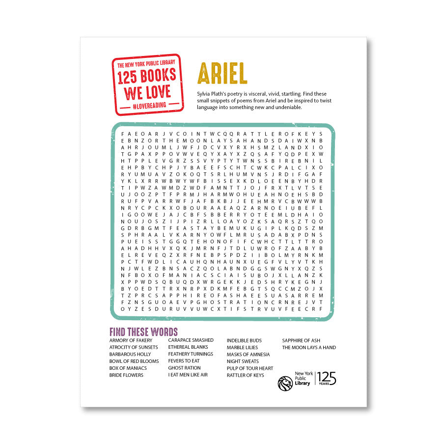 Printable Word Search: Ariel - The New York Public Library Shop