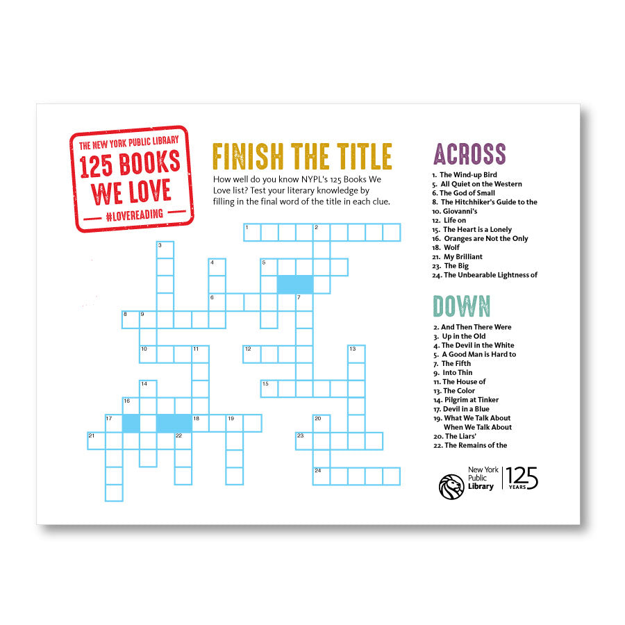 Printable crossword: finish the title | the new york public library shop