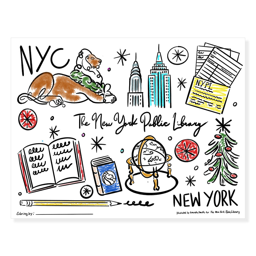 Printable Coloring Page: NYPL Holiday Cheer | The New York Public Library Shop printable-coloring-page-nypl-holiday-cheer-the-new-york-public-library-shop