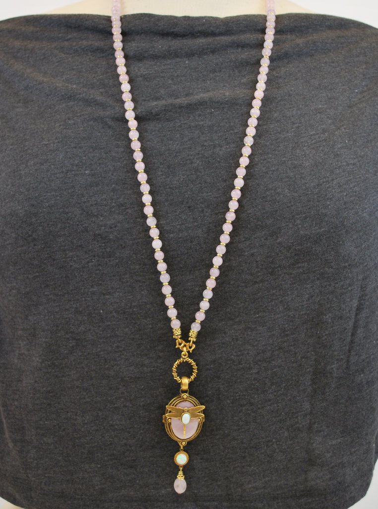 Pink Dragonfly Necklace - The New York Public Library Shop