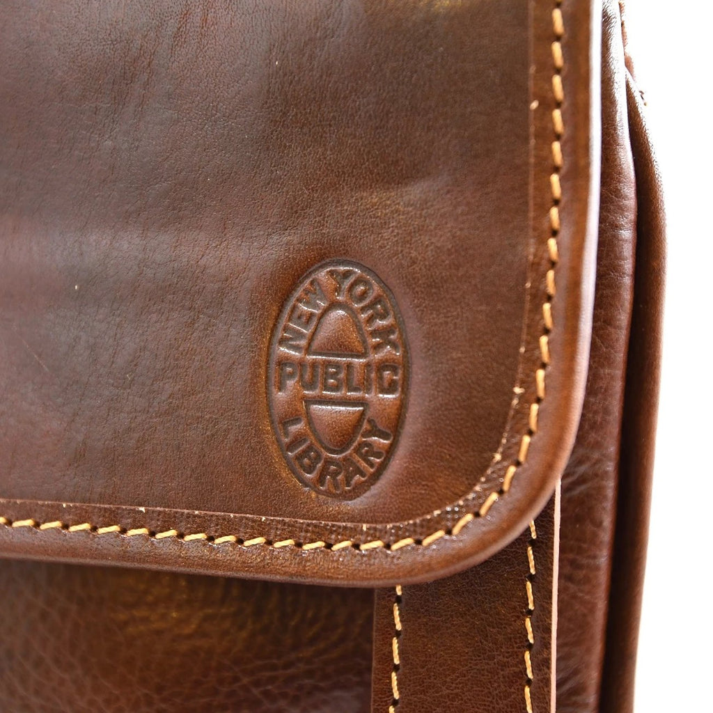 Leather NYPL Bookbinding Stamp Cross-Body Bag - The New York Public Library Shop