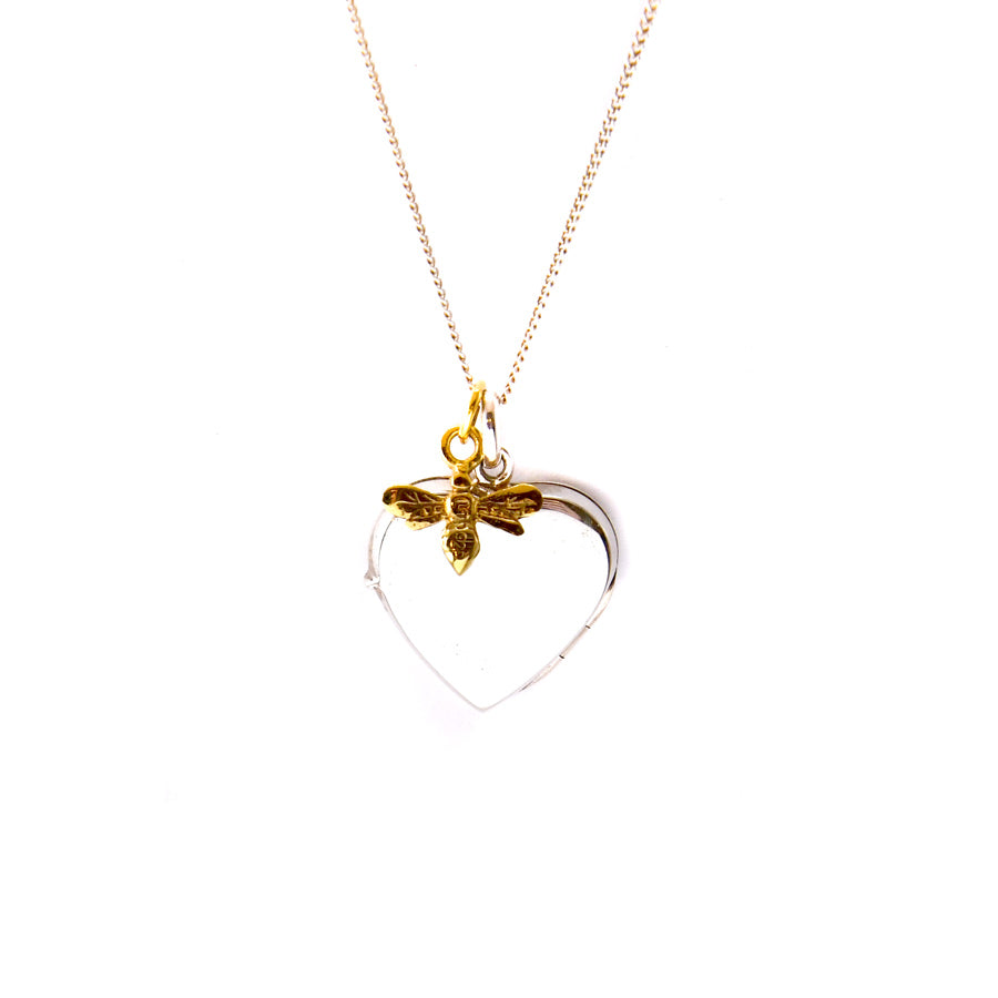 Heart With Bee Charm Locket Necklace