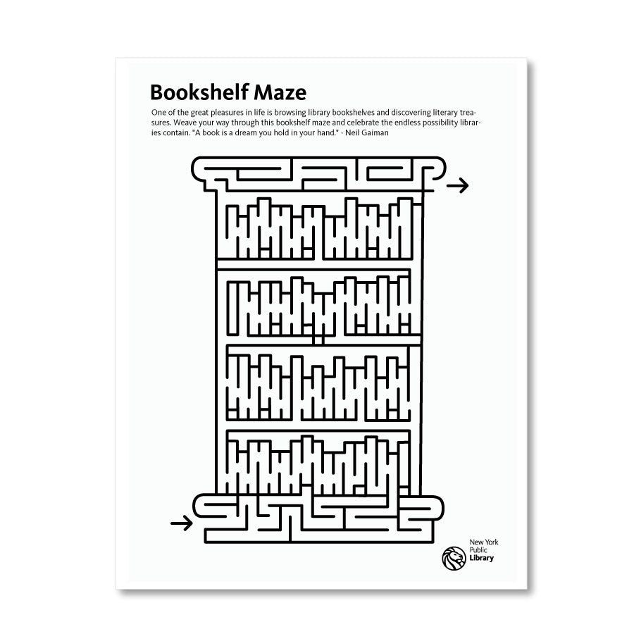 Printable Maze: Bookshelf - The New York Public Library Shop