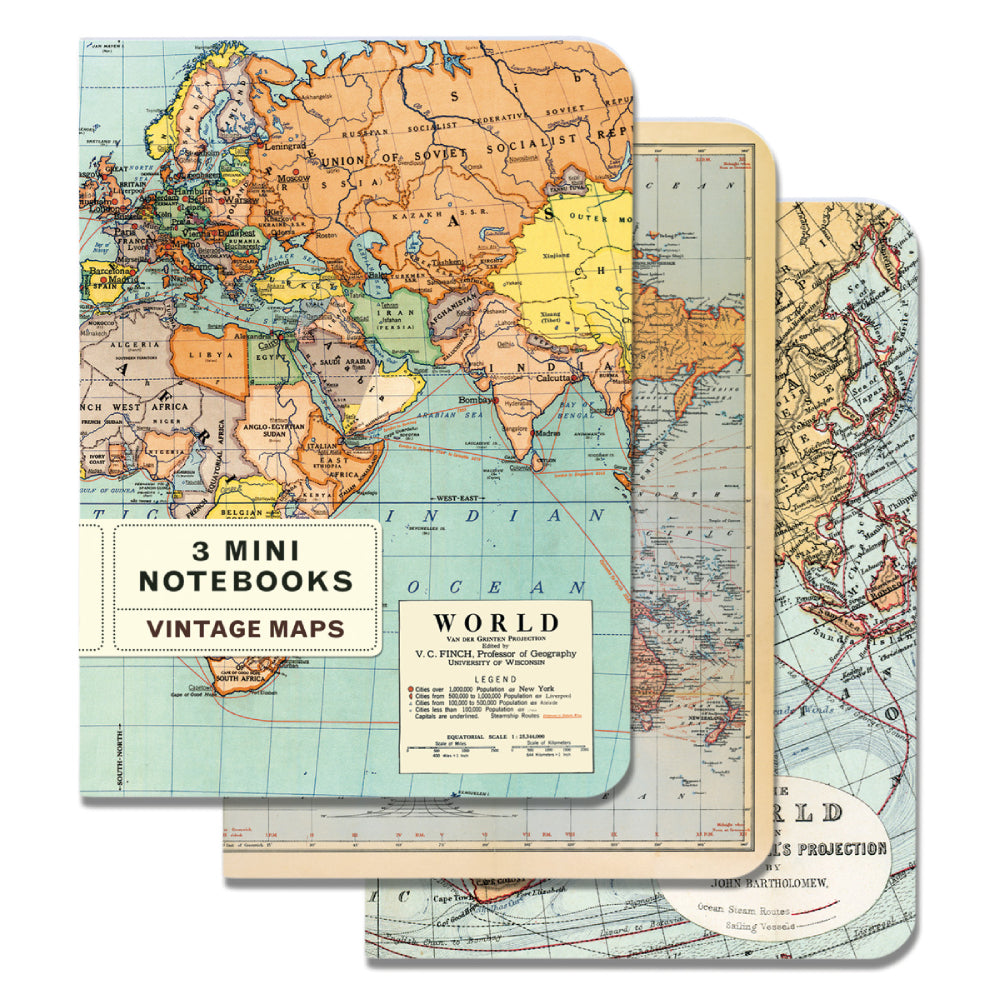 World Maps Mini Notebooks Set
