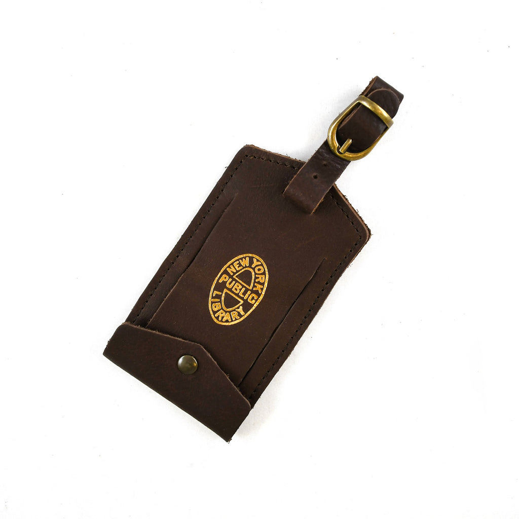 Brown NYPL Leather Luggage Tag