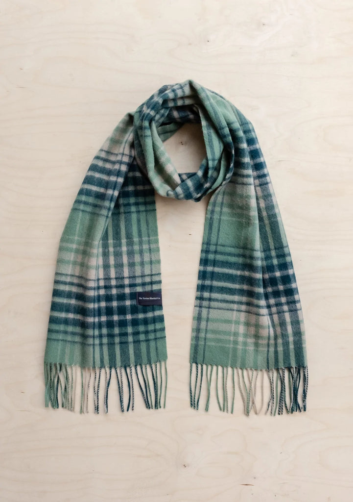 Sage Gradient Check Lambswool Scarf