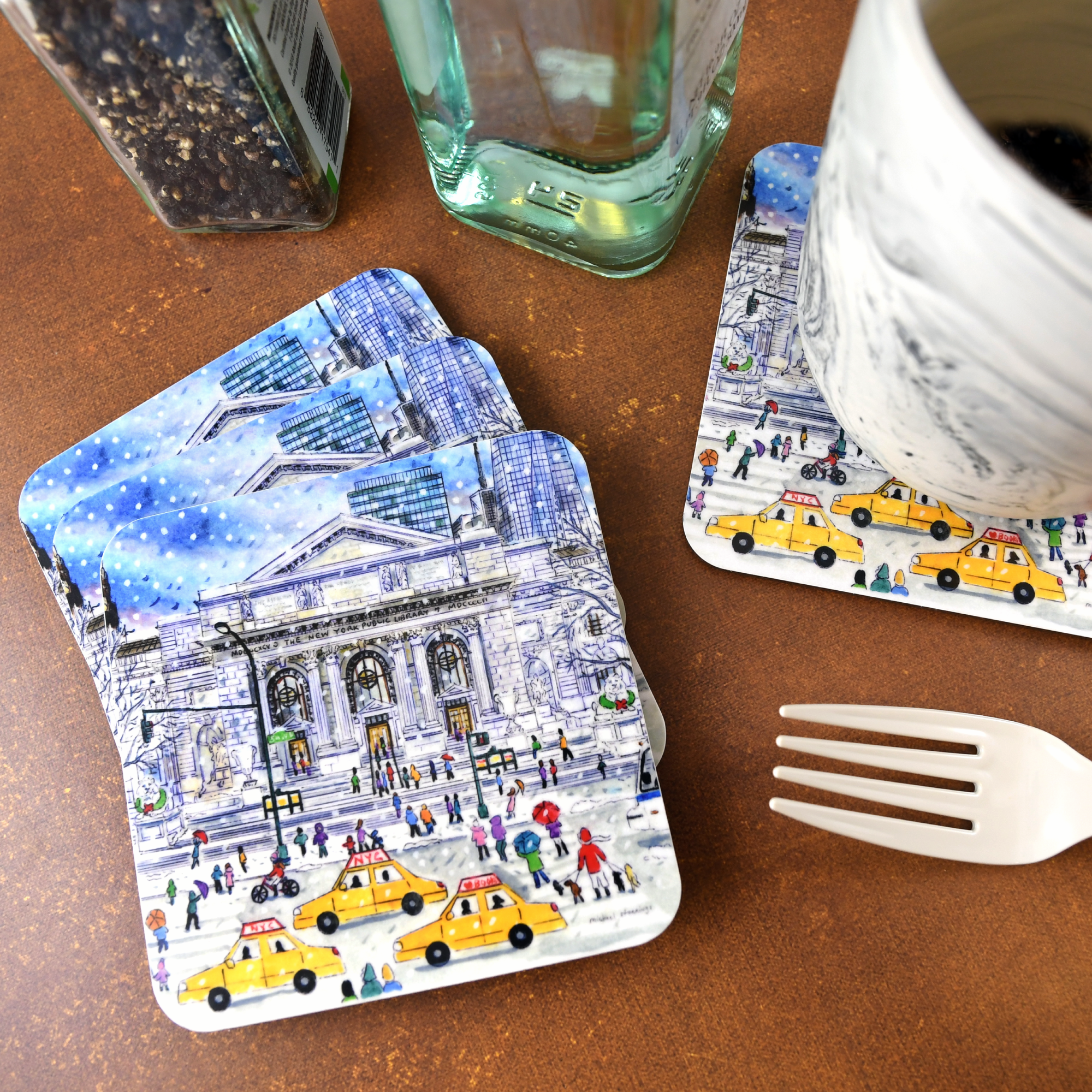 NYPL Michael Storrings Winter Coaster Set
