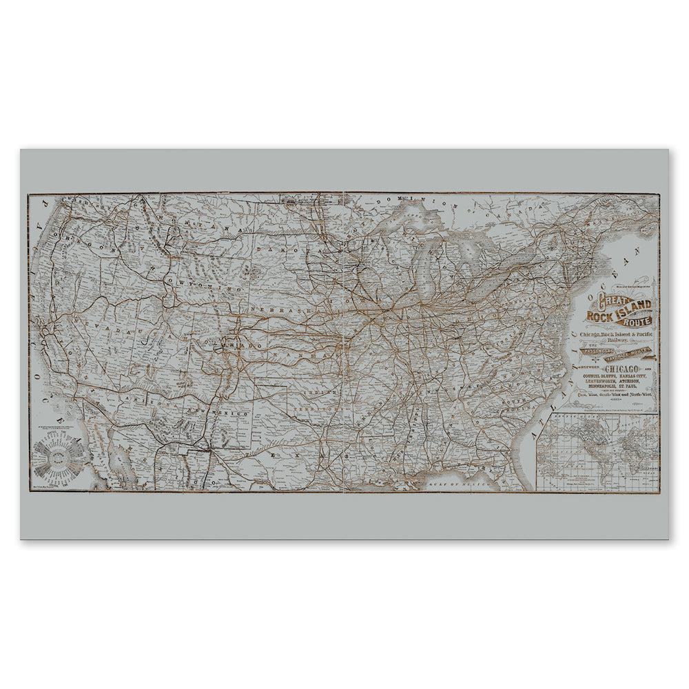 Lunar Surface U.S. Railroad Map Wooden Wall Art