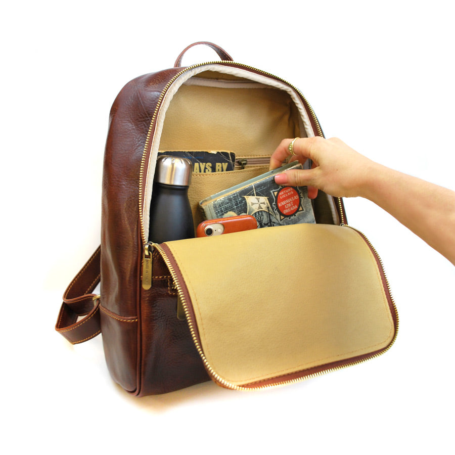 artisan ny leather backpack Leather NYPL Bookbinding Stamp Backpack