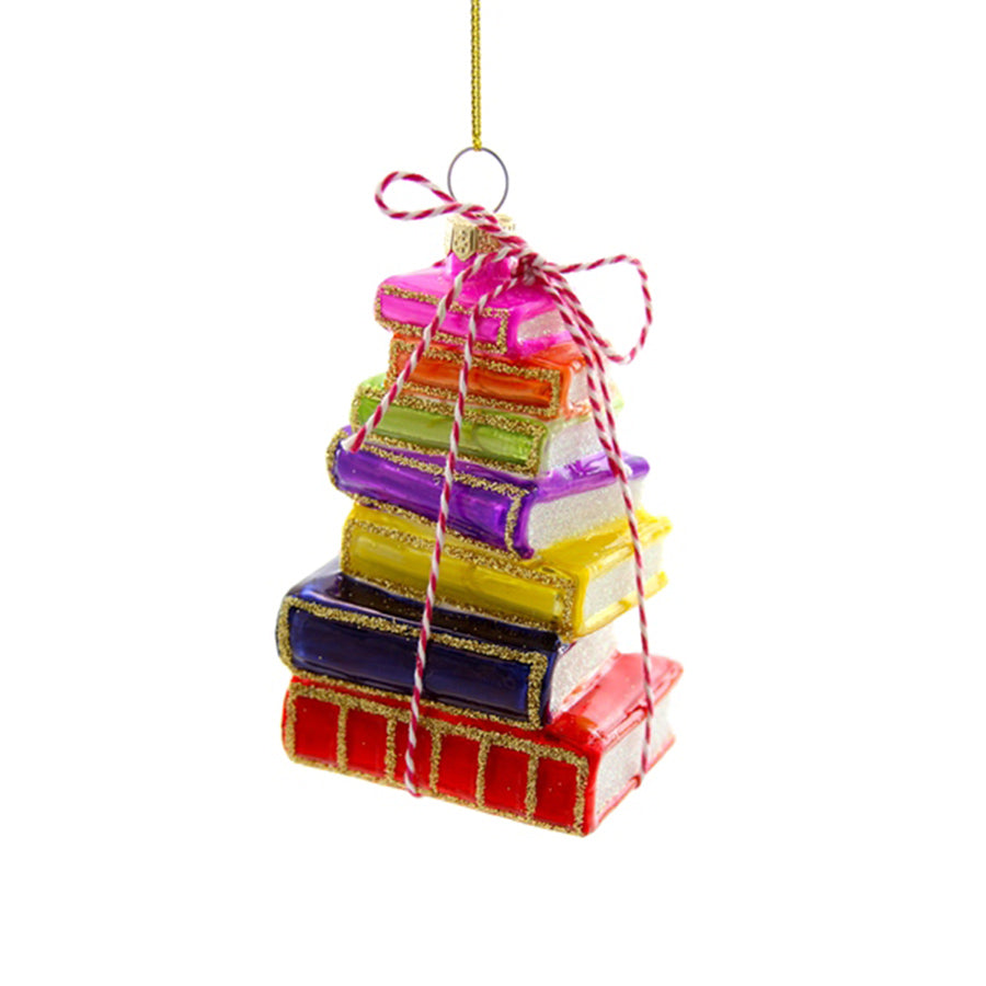 Glass Book Stack Ornament