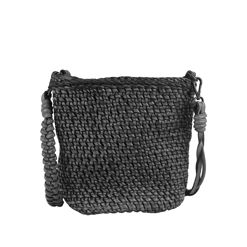 Woven Leather Bucket Bag: Cate