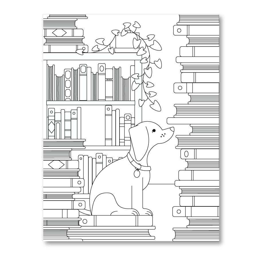 Printable Coloring Page : Dogs and Books - The New York Public Library Shop