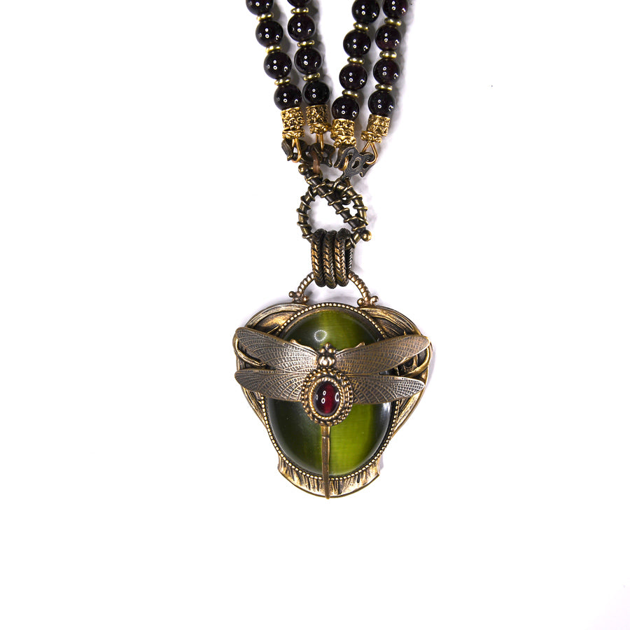 Olive Dragonfly Necklace | The New York Public Library Shop