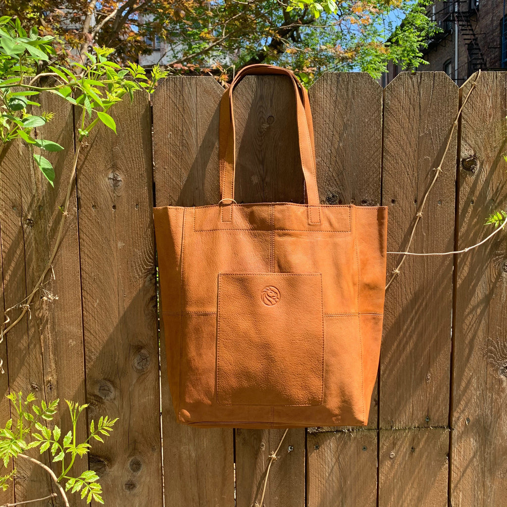 Tan NYPL 125th Anniversary Leather Tote Bag - The New York Public Library Shop