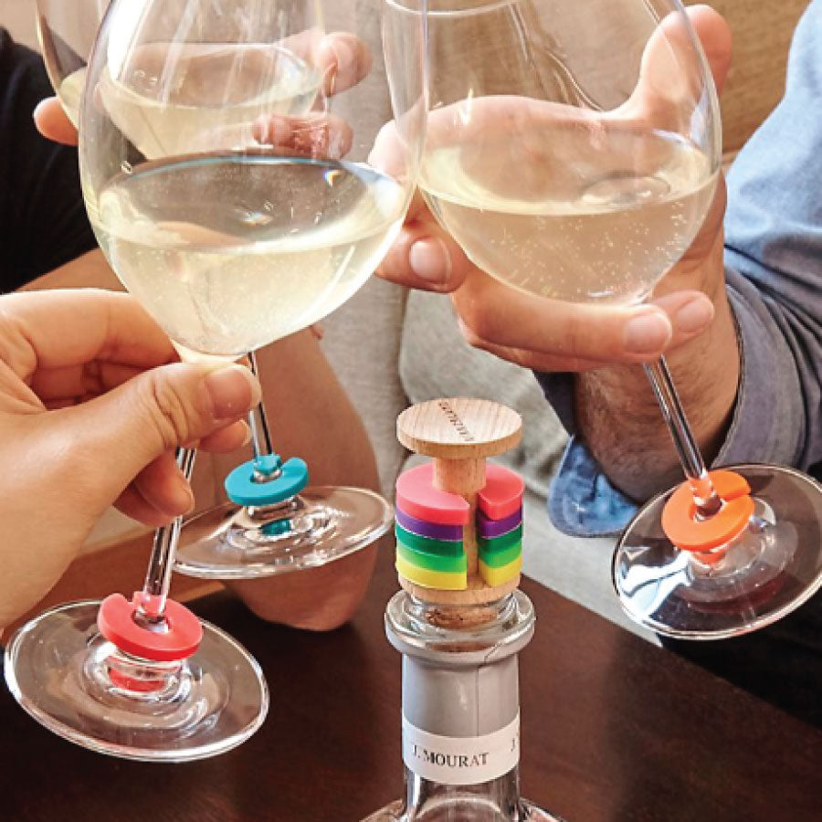 Rainbow Wine Rings & Stopper