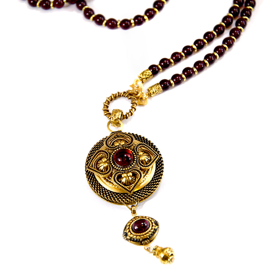 Garnet Rounds Drop Necklace - The New York Public Library Shop