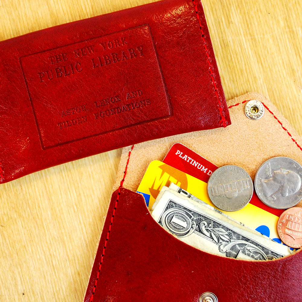 Red Leather NYPL Stamp Card Case | The New York Public Library Shop